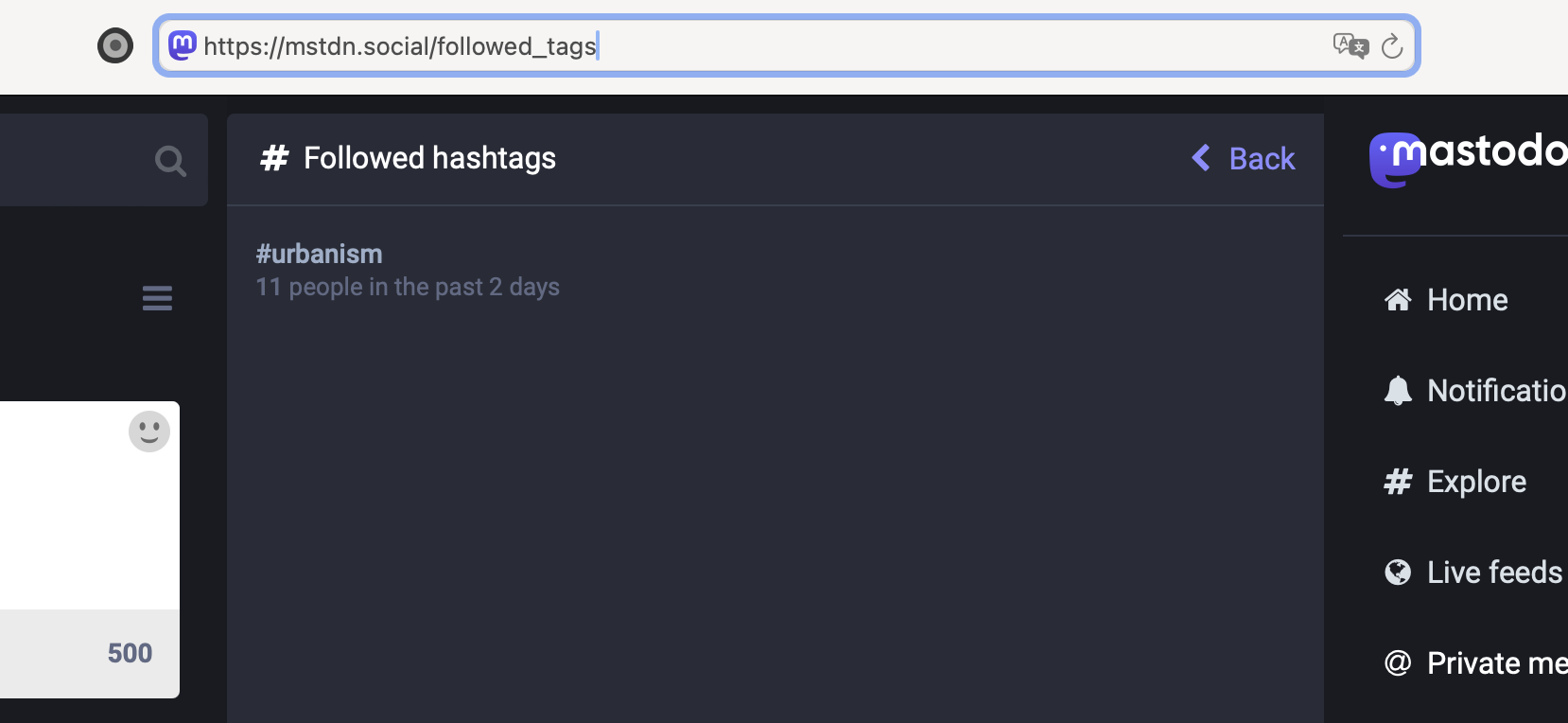 the hashtag
page